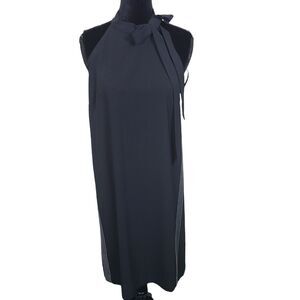 Ann Taylor Dress 8 Black White Stitch Bow Tie Neck A-Line Clueless Preppy Read